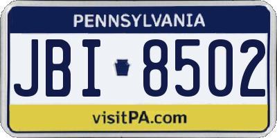 PA license plate JBI8502