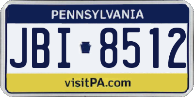 PA license plate JBI8512