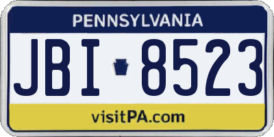 PA license plate JBI8523