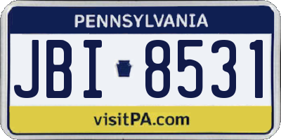 PA license plate JBI8531
