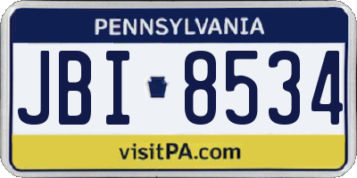 PA license plate JBI8534