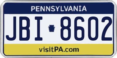 PA license plate JBI8602