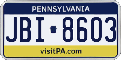 PA license plate JBI8603