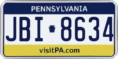 PA license plate JBI8634