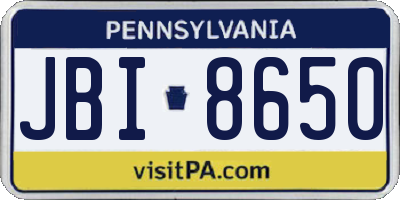 PA license plate JBI8650