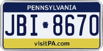 PA license plate JBI8670