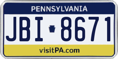 PA license plate JBI8671