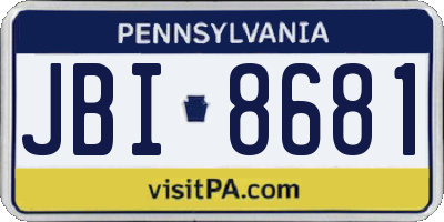 PA license plate JBI8681
