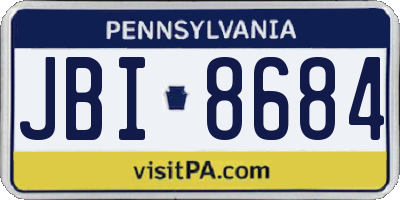 PA license plate JBI8684
