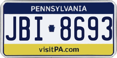PA license plate JBI8693
