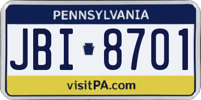 PA license plate JBI8701