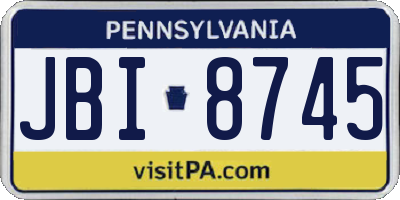 PA license plate JBI8745