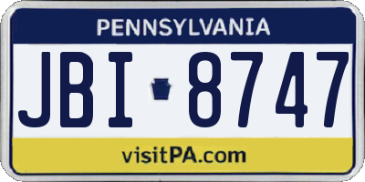 PA license plate JBI8747