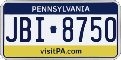 PA license plate JBI8750