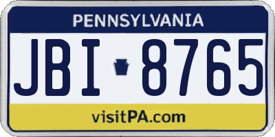 PA license plate JBI8765
