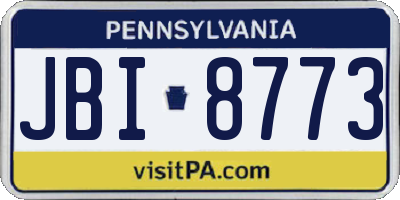 PA license plate JBI8773
