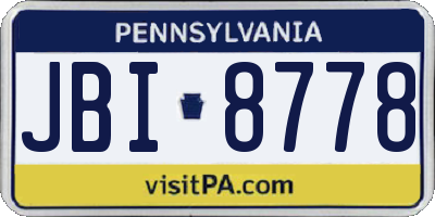 PA license plate JBI8778