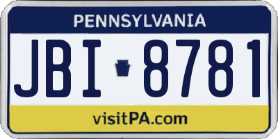 PA license plate JBI8781