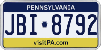 PA license plate JBI8792