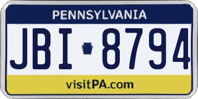 PA license plate JBI8794