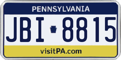 PA license plate JBI8815