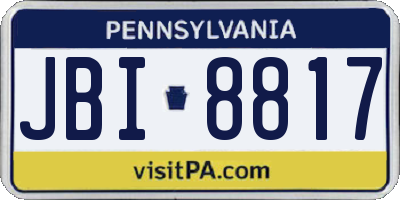 PA license plate JBI8817