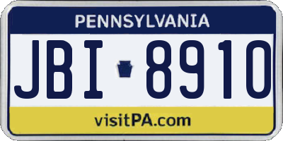 PA license plate JBI8910