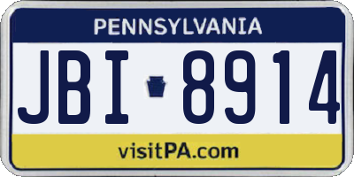 PA license plate JBI8914