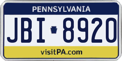 PA license plate JBI8920