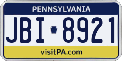 PA license plate JBI8921