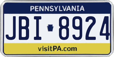 PA license plate JBI8924