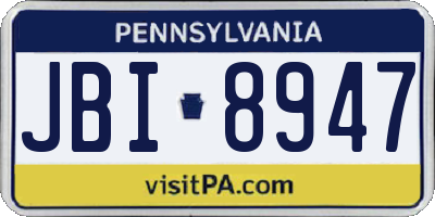 PA license plate JBI8947