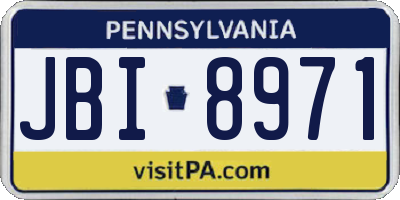 PA license plate JBI8971