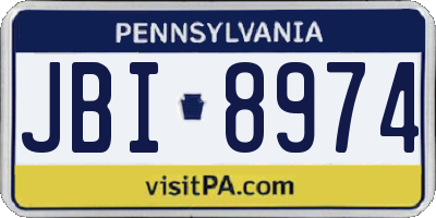 PA license plate JBI8974