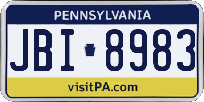 PA license plate JBI8983