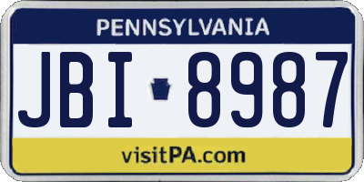 PA license plate JBI8987