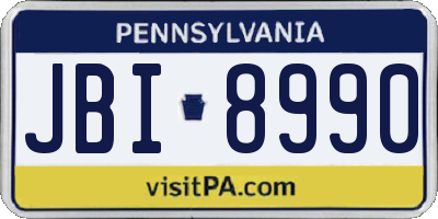 PA license plate JBI8990