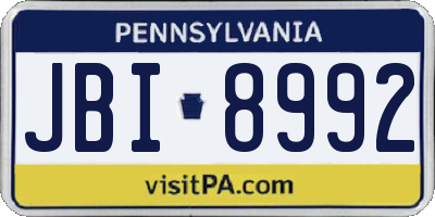PA license plate JBI8992