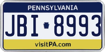 PA license plate JBI8993