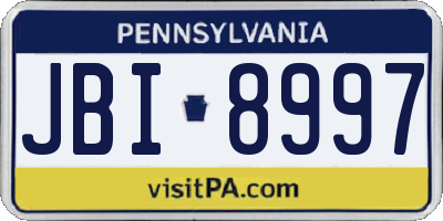 PA license plate JBI8997