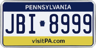 PA license plate JBI8999