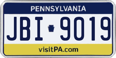 PA license plate JBI9019