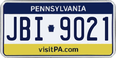 PA license plate JBI9021