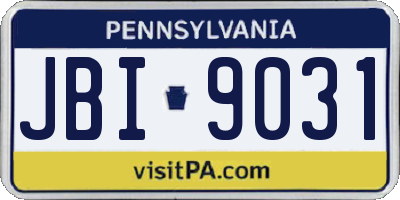 PA license plate JBI9031