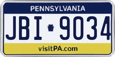 PA license plate JBI9034