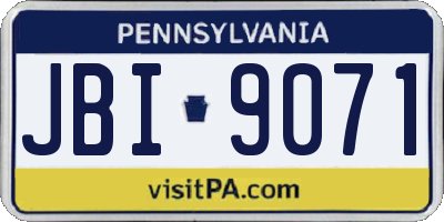 PA license plate JBI9071