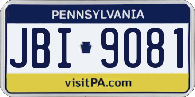 PA license plate JBI9081