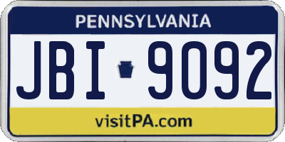PA license plate JBI9092