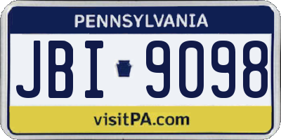 PA license plate JBI9098