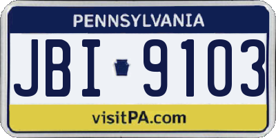 PA license plate JBI9103